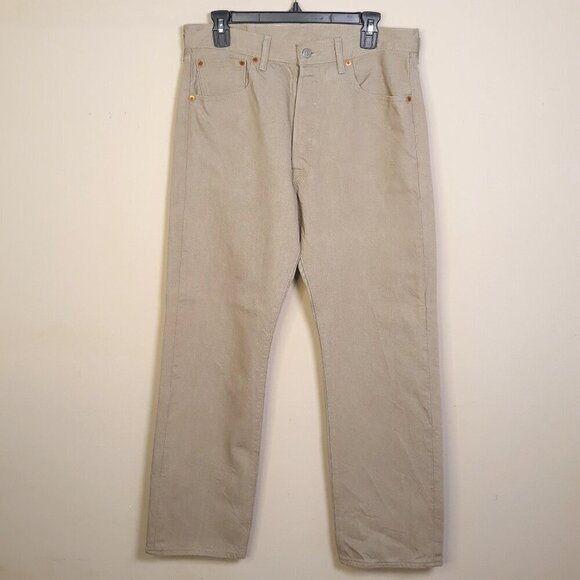 Levi's 501 White Oak Cone Denim Jeans Tan 34x30 - Picture 1 of 9